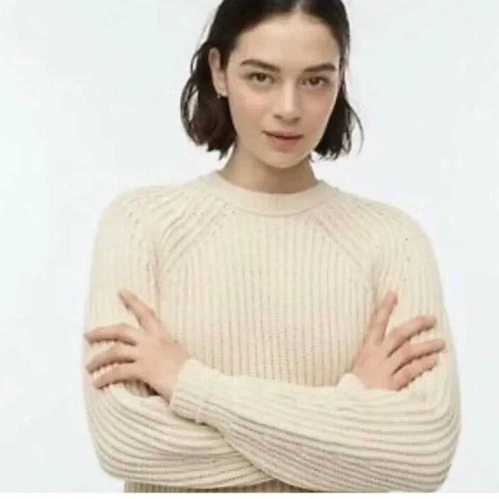 J. Crew AL762 Natural Ribbed crewneck sweater size XXS NWT